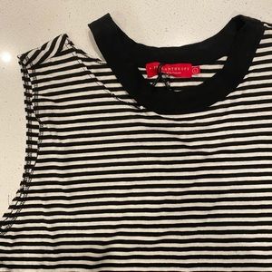 Cut out Crew Neck Tank Top, Black & White Stripes